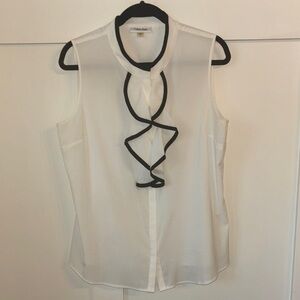 Calvin Klein White Blouse with Black Trim